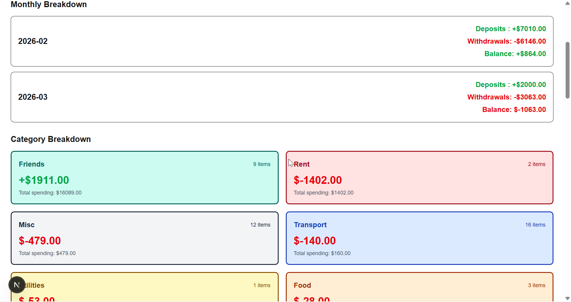 Bank Transaction Analyser screenshot