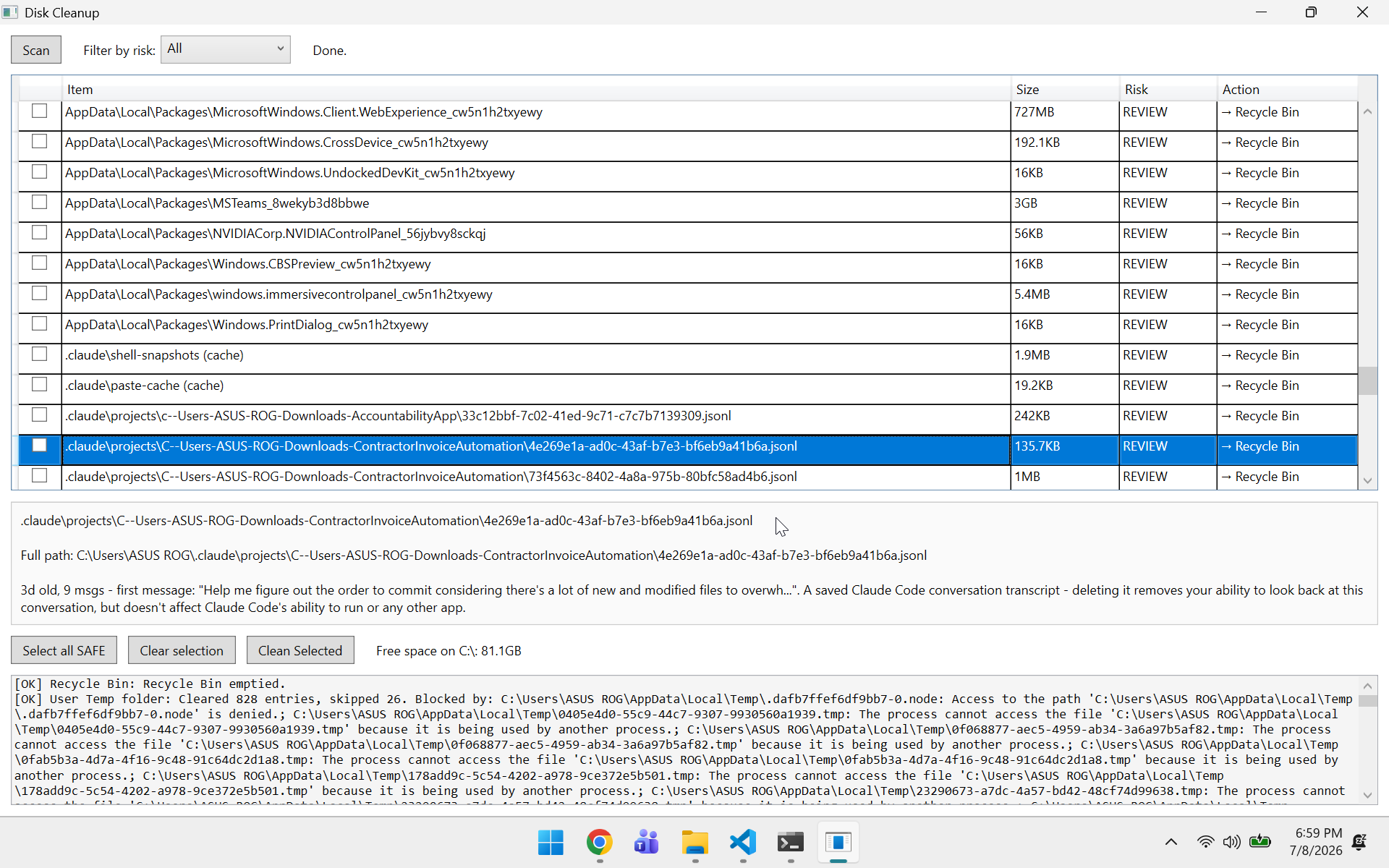 Disk Clean Checklist screenshot